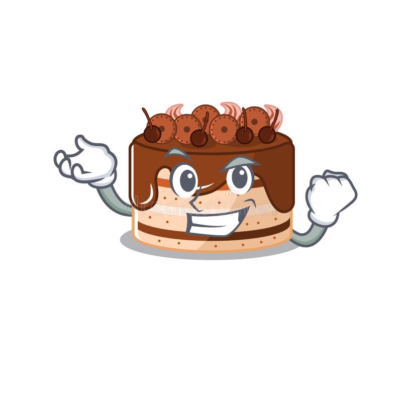 Cool confident Successful chocolate cake cartoon character style vector illustration