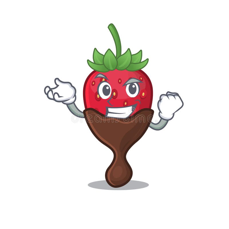 Cool confident Successful chocolate strawberry cartoon character style royalty free illustration