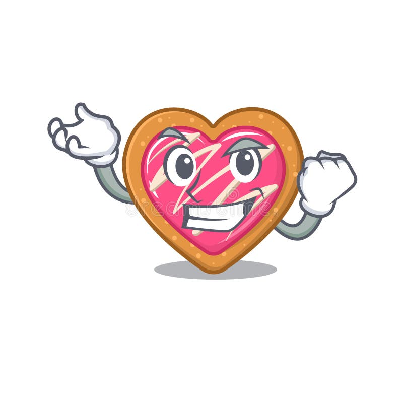 Cool confident Successful cookie heart cartoon character style royalty free illustration
