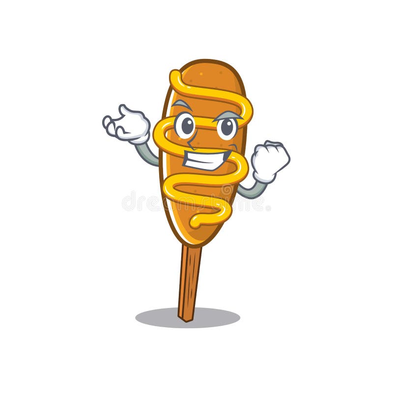 Cool confident Successful corn dog cartoon character style royalty free illustration