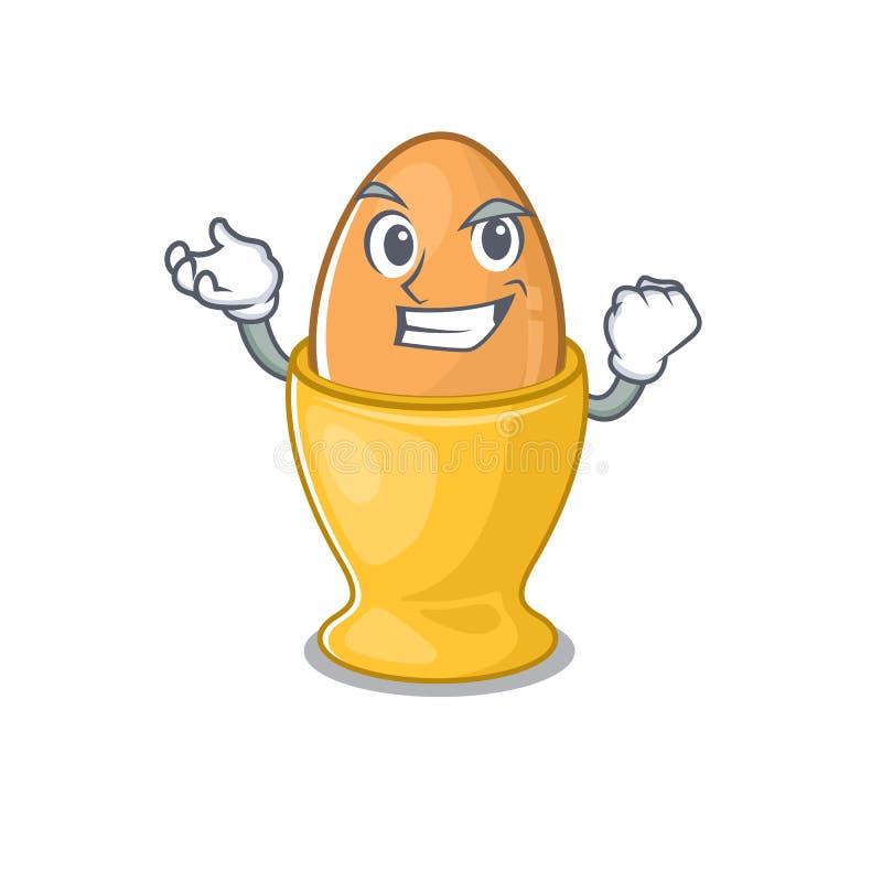 Cool confident Successful egg cup cartoon character style royalty free illustration
