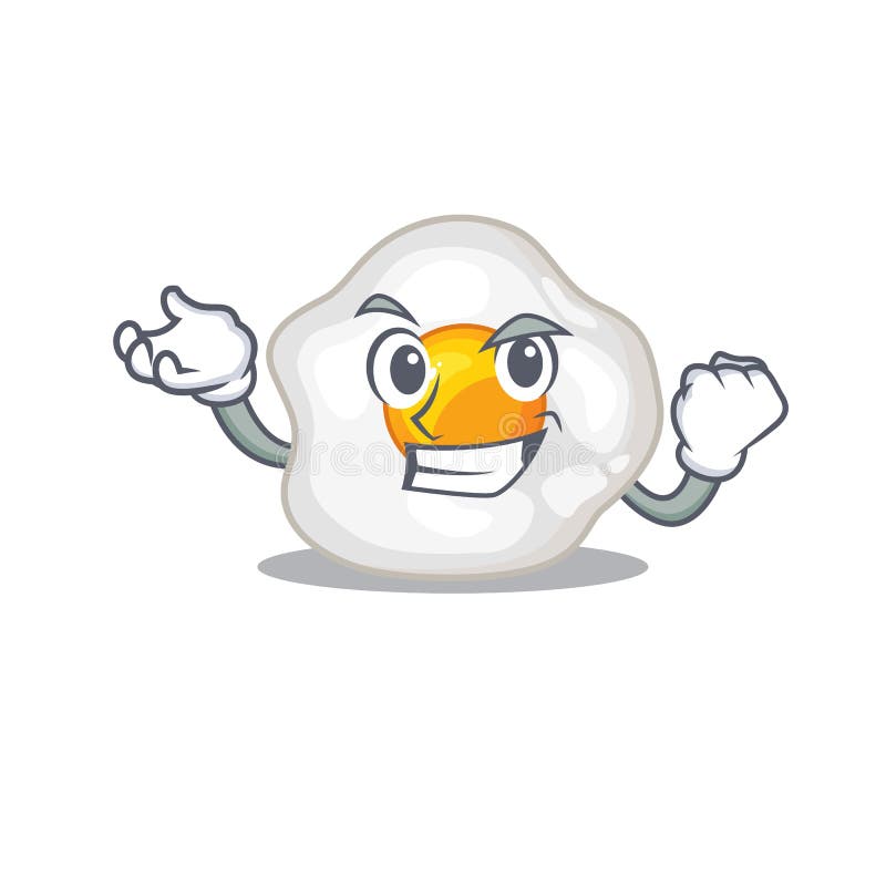 Cool confident Successful fried egg cartoon character style vector illustration