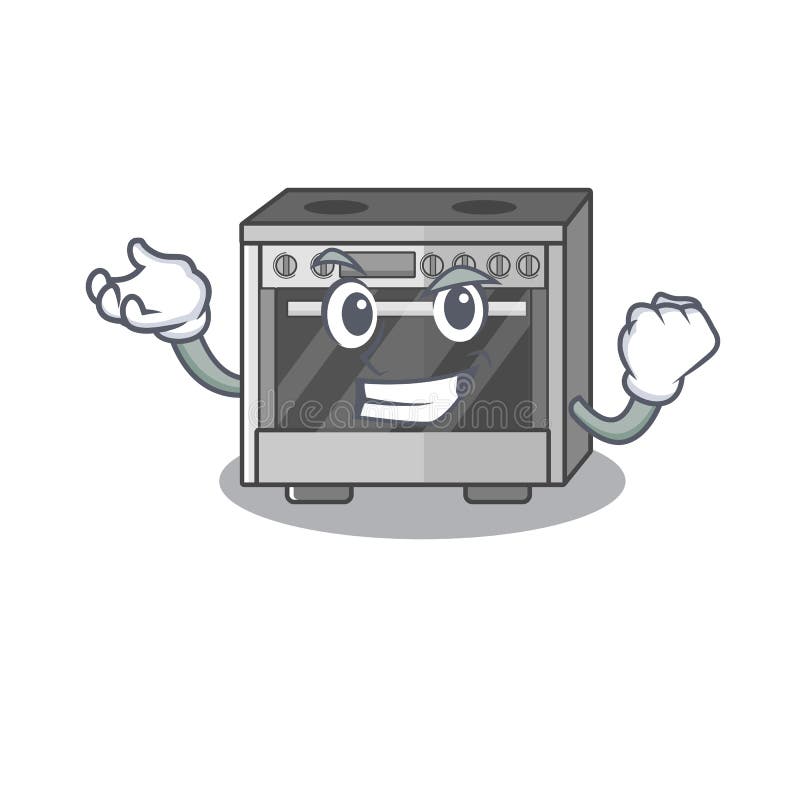 Cool confident Successful kitchen stove cartoon character style royalty free illustration