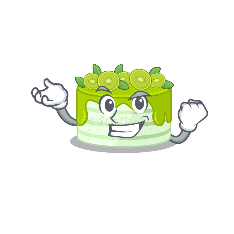 Cool confident Successful kiwi cake cartoon character style stock illustration