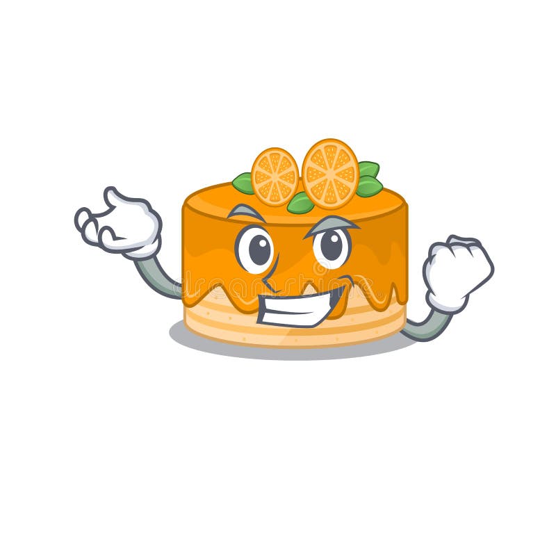Cool confident Successful orange cake cartoon character style royalty free illustration