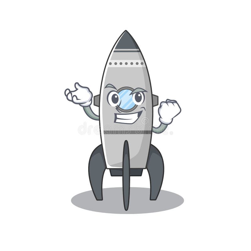 Cool confident Successful rocket cartoon character style vector illustration