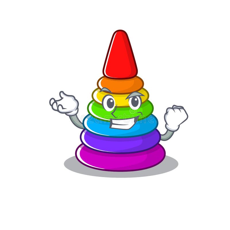 Cool confident Successful toy pyramid cartoon character style vector illustration