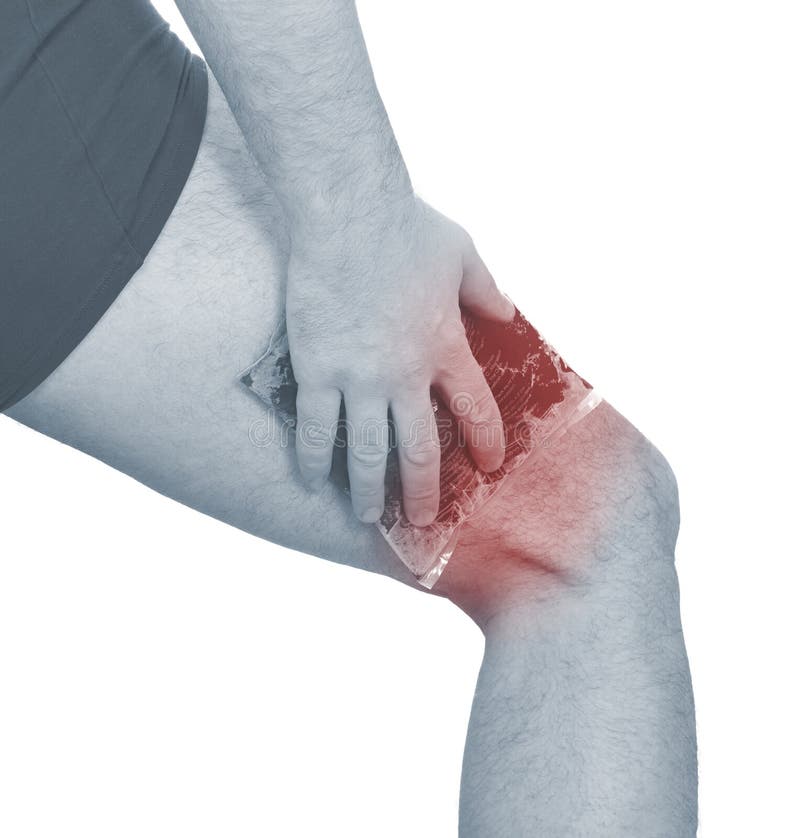 Cool Gel Pack on a Swollen Hurting Calf. Stock Image Image of painful