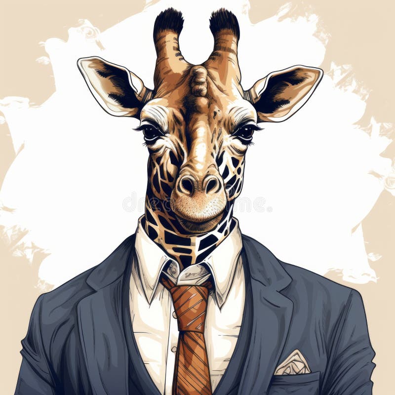 Cool Giraffe in Suit and Tie: Realistic Illustration with Manga ...