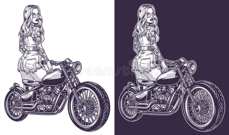 Girl on motorcycle tattoo discount