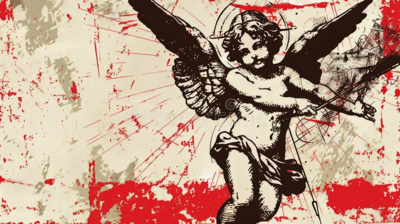 Cool grungy y2k cupid with a negative photocopy effect PNG . Rough brutal elements for 90s vintage design.Ai generative. AI generated. Cool grungy y2k cupid with a negative photocopy effect PNG . Rough brutal elements for 90s vintage design.Ai generative. AI generated