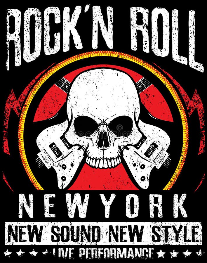 Cool grunge hand drawn electric guitar with distorted text in it vector illustration