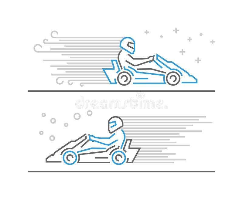 Cool line go kart and karting symbol vector illustration Cool line go kart and karting symbol vector illustration