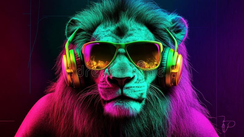 Party Animal With Lion Wearing Sunglasses Party Animal With Lion Wearing Sunglasses