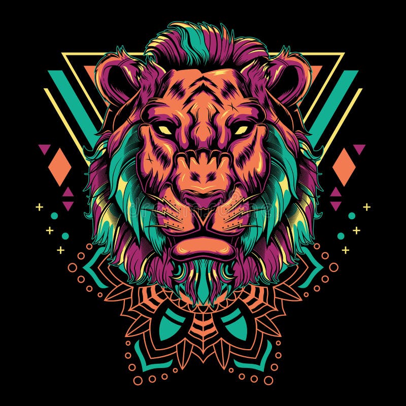 Download Cool Lion Vector Mandala Geometry Illustration In Black ...