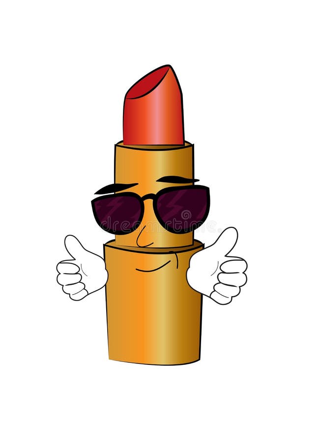 Cool lipstick cartoon stock illustration. Illustration of isolated