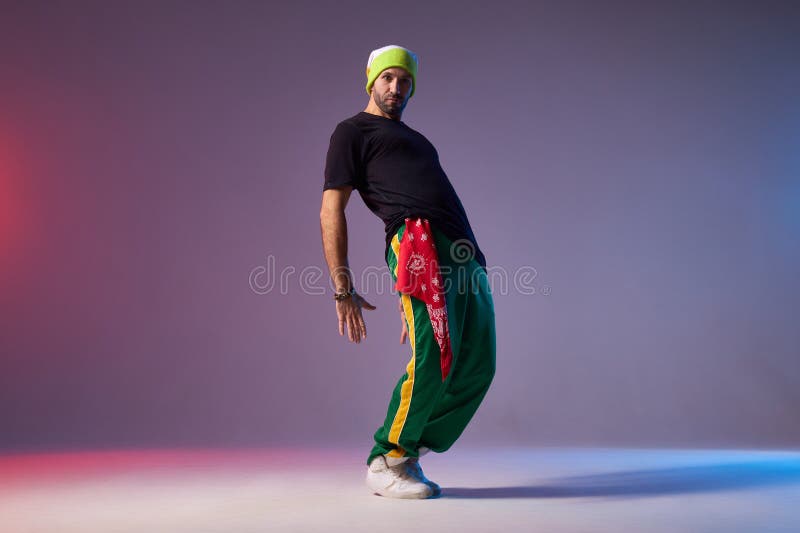 Cool Looking Dancing Hiphopper in Sportswear. Stock Image - Image of cool, 163660823