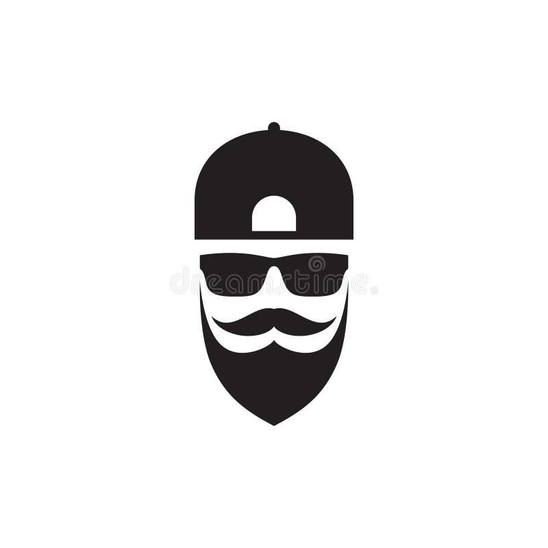Cool Man with Beard Mustache and Sunglasses Logo Design Vector Graphic