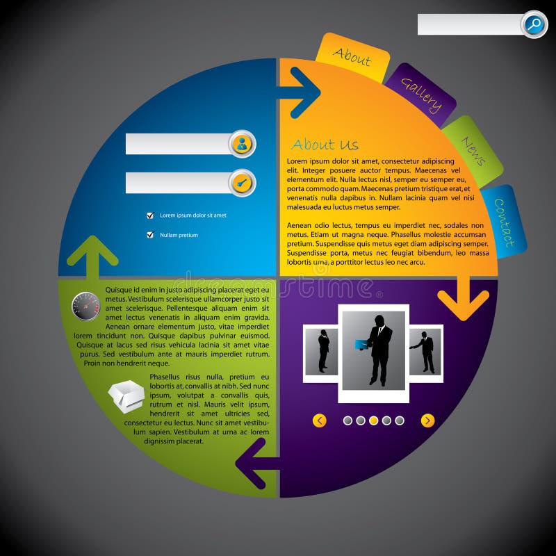 Cool new rotateable website template stock illustration