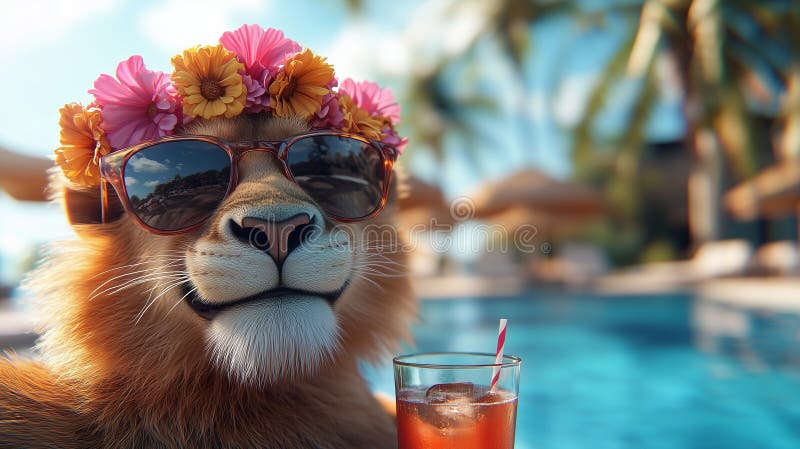 Party Animal With Lion Wearing Sunglasses Party Animal With Lion Wearing Sunglasses