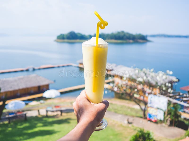 Cool pineapple smoothy. royalty free stock photo