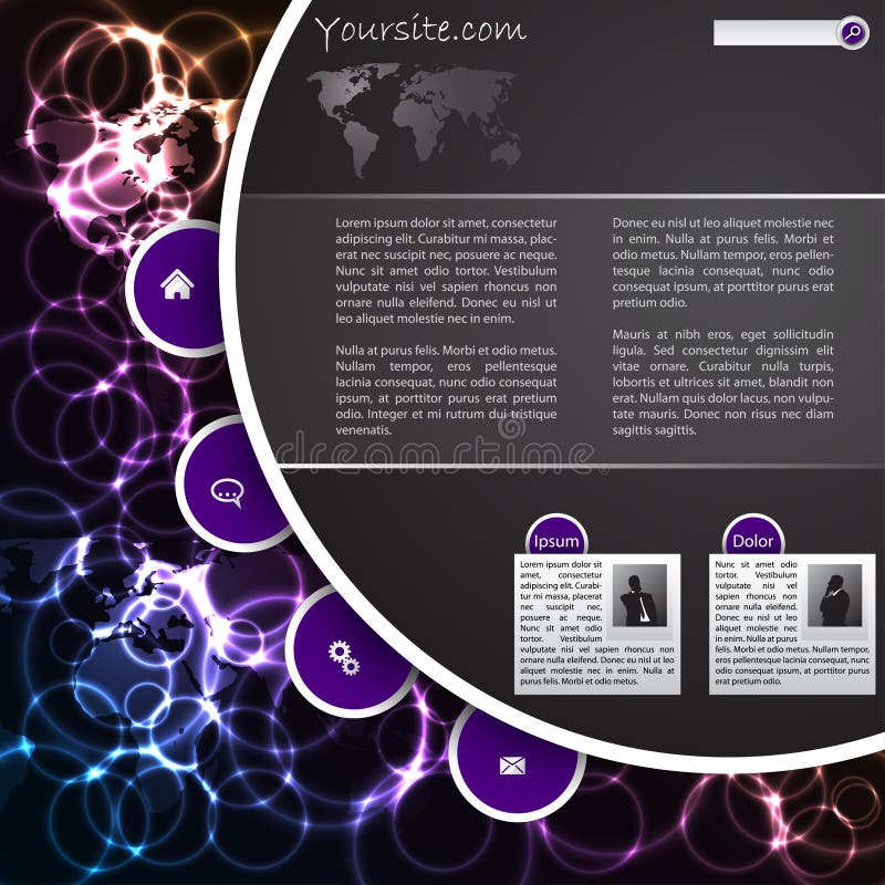 Cool plasma website template design stock illustration