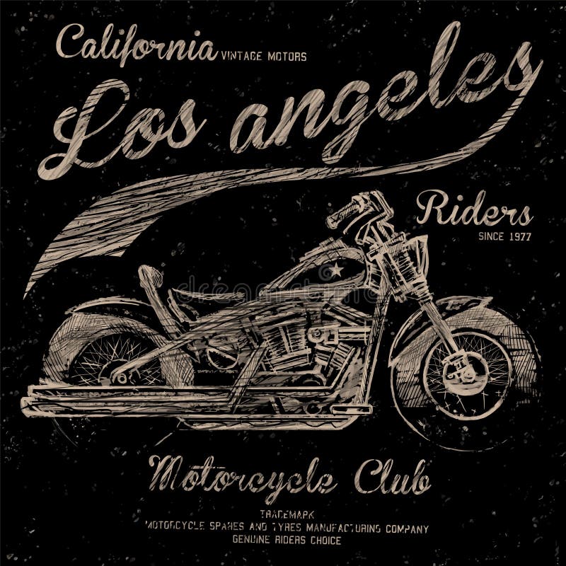 Vintage Bikers Club Sign Illustration Motorbike Side View Quotes Tee