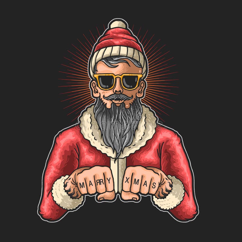 Cool Santa Claus Illustration Vector Graphic Stock Vector