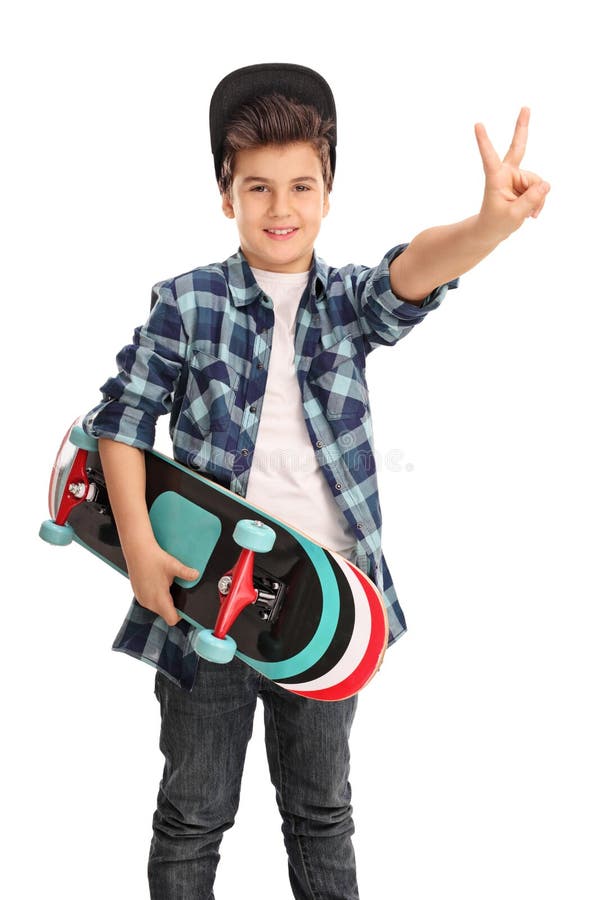 Cool Skater Boy Making a Peace Sign Stock Photo - Image of lifestyle ...