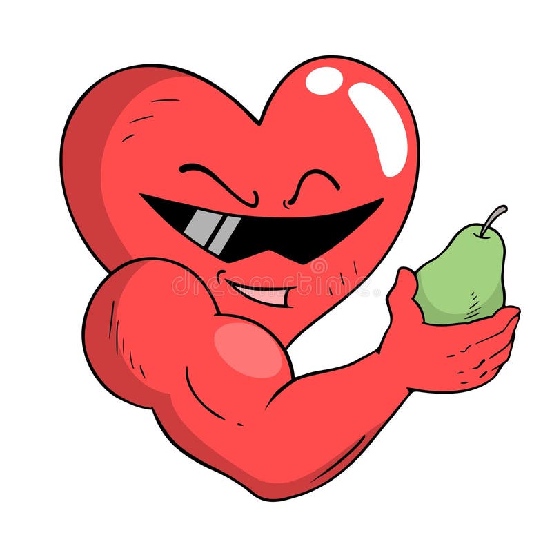 Cool strong heart with pear fruit stock illustration