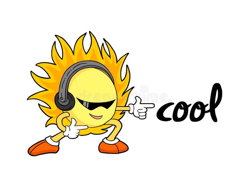 Cool sun with headphones vector illustration