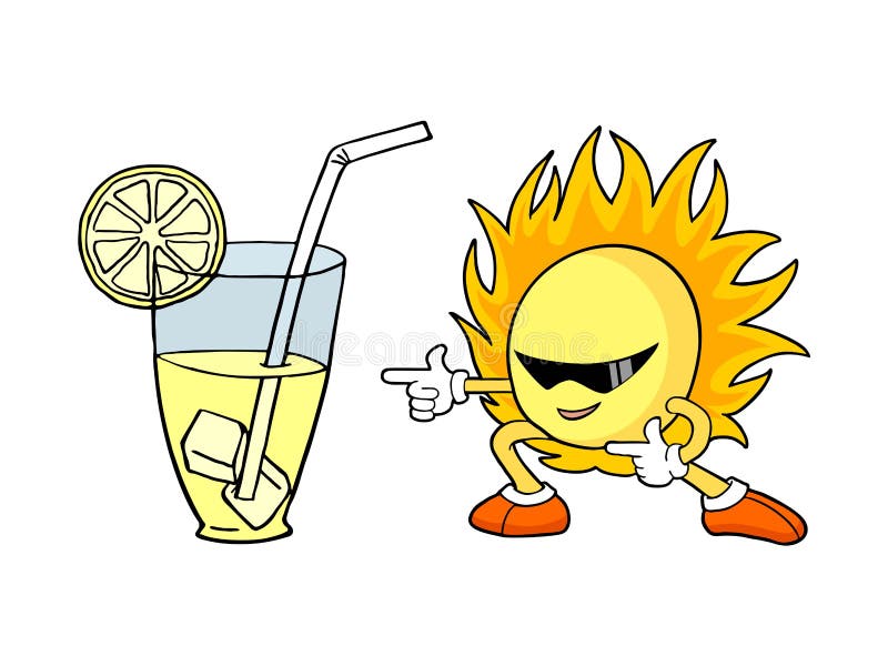 Cool sun and lemonade stock illustration