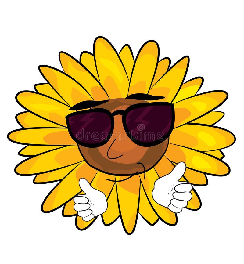 Cool sunflower cartoon stock illustration. Illustration of cool - 44279920