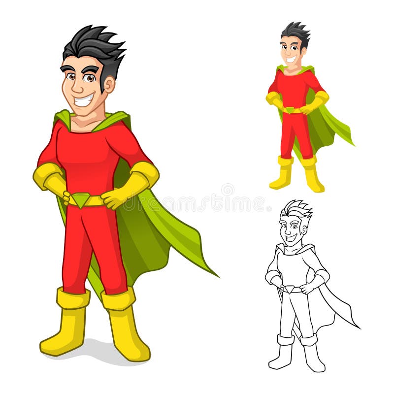 Cool Super Hero Cartoon Character With Cape And Standing ...