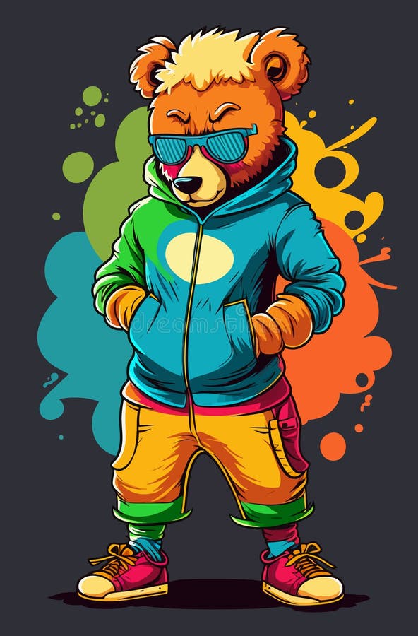 Cool Teddy Bear Tracksuit Rapper Dancer Hipster Stock Illustrations 7