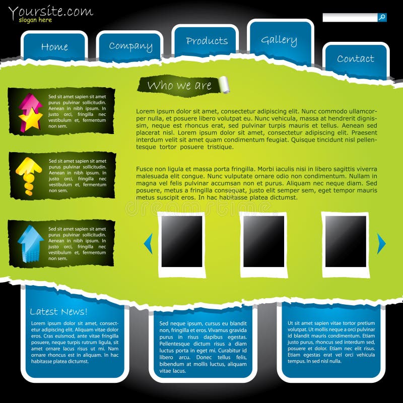 Cool torn website with labels vector illustration