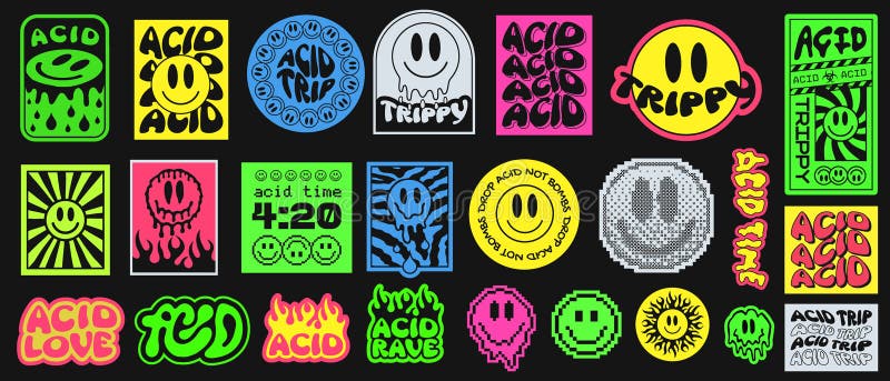 Y2k Stickers Pack Rave Retro Trendy Style Patches Stock