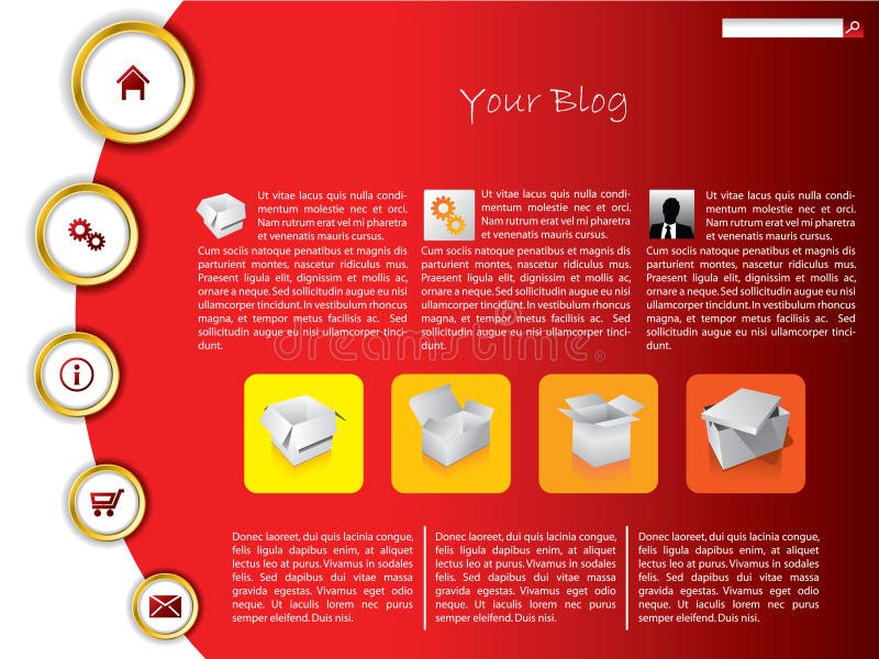 Cool website template with gold rings stock illustration