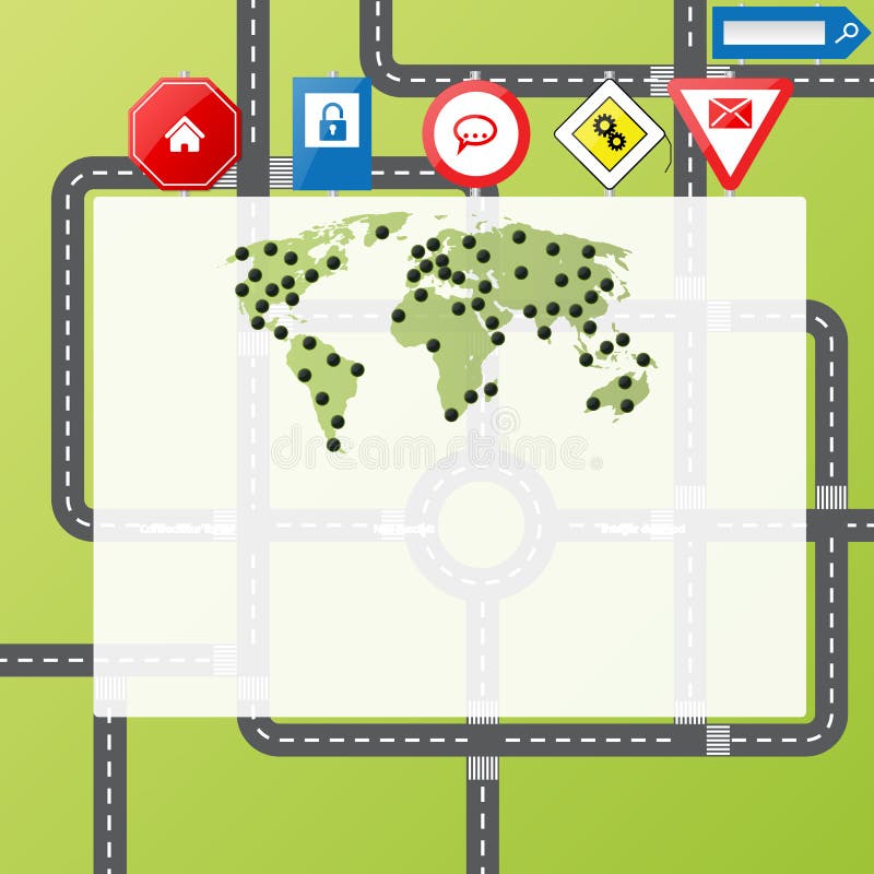 Cool website template with road sign buttons royalty free illustration