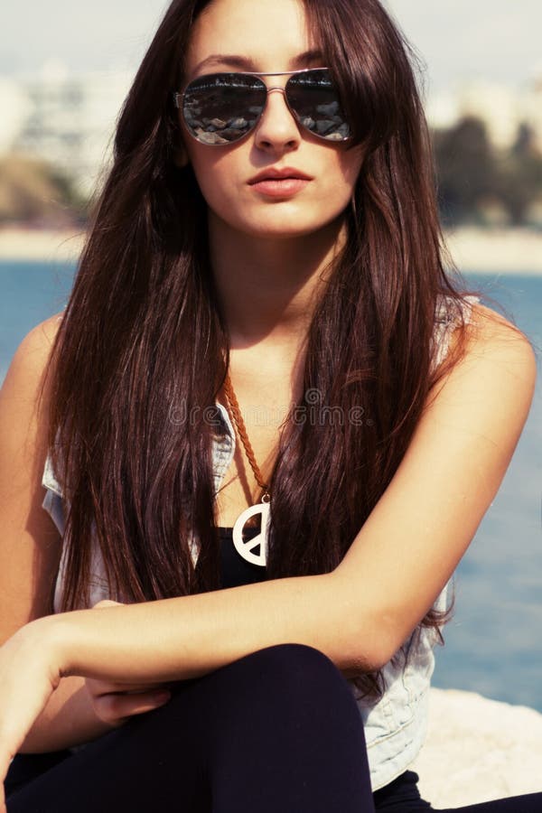 Cool Young Girl in Sunglasses Stock Photo Image of looking, summer