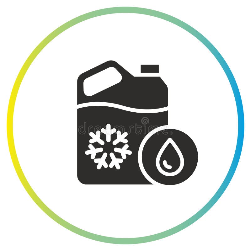 Coolant plastic bottle icon, antifreeze fluid, water canister, flat symbol stock illustration