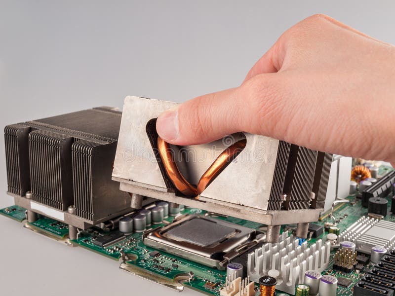 Cooling fan with cpu in the computer system unit, cooling the computer air, repair and upgrade, cooling computer royalty free stock photos