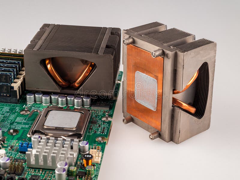 Cooling fan with cpu in the computer system unit, cooling the computer air, repair and upgrade, cooling computer royalty free stock photography