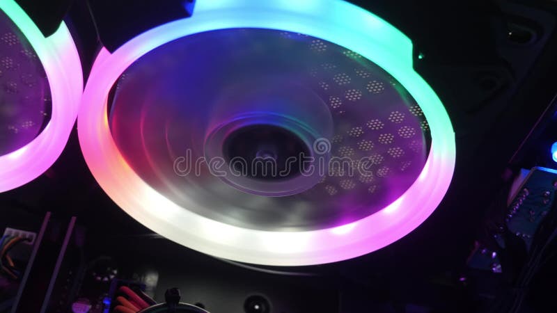 Desktop Pc Gaming And Cooling Fan Cpu With Multicolored Led Rgb Stock