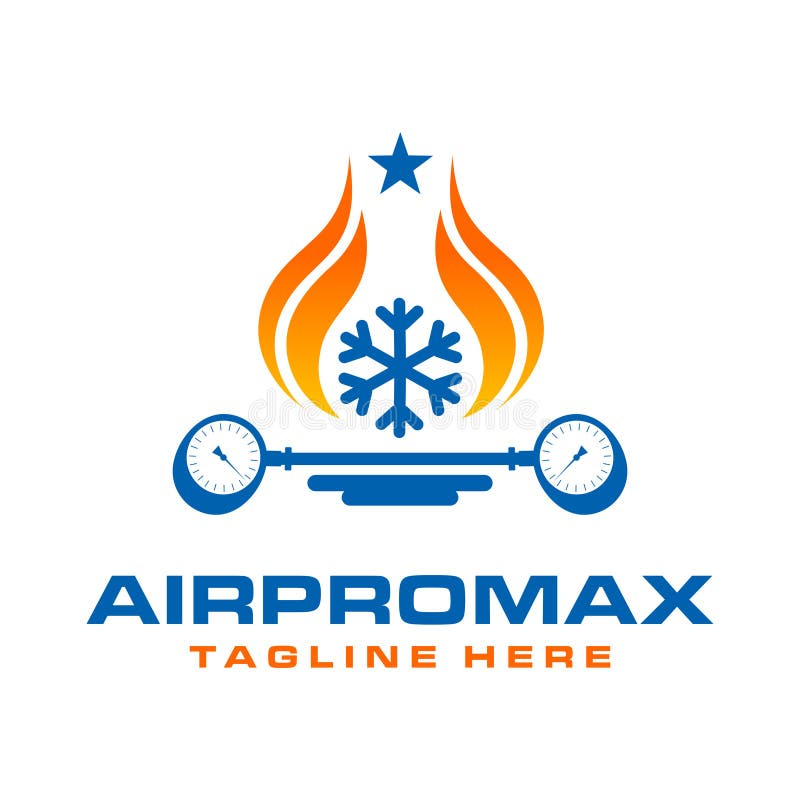 Heating and Cooling Emblem stock vector. Illustration of illustration 118014219