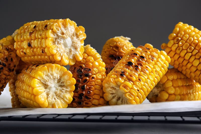 Cooling Rack with Grilled Corn Cobs on Table Stock Photo Image of