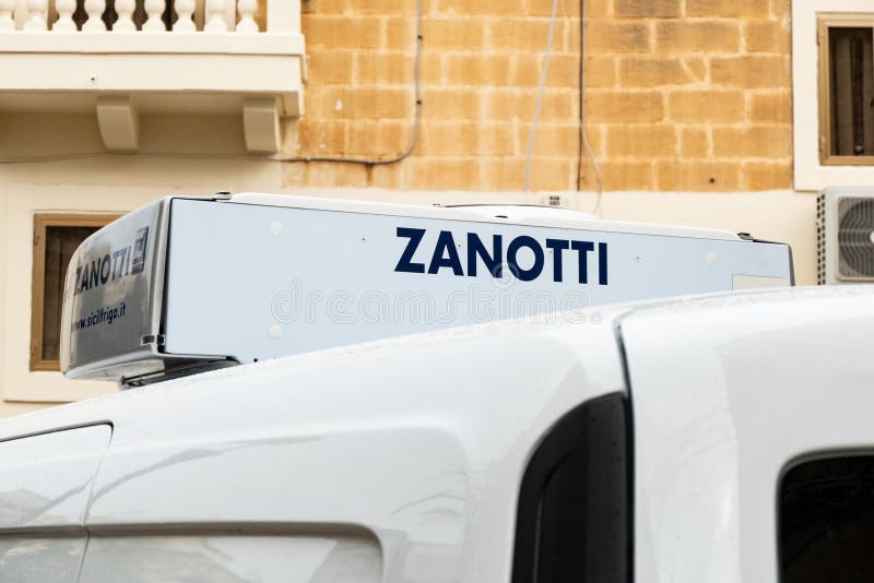 Cooling system from Zanotti company mounted on a roof of a white delivery van to protect goods like vegetables, fruit or meat