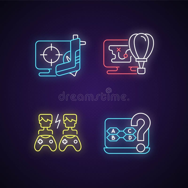 Online quiz neon light icon. Quiz app. Play intellectual game