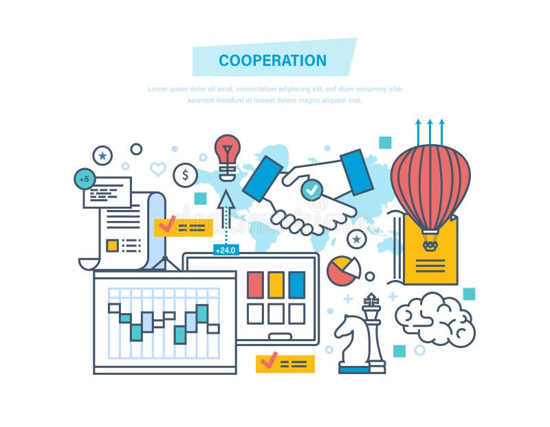 Cooperazione, collaborazione del gruppo, associazioni, lavoro di squadra, vendita, affare di affari royalty illustrazione gratis Cooperazione, collaborazione del gruppo, associazioni, lavoro di squadra, vendita, affare di affari royalty illustrazione gratis