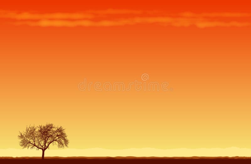 Copac singuratic în deșert royalty free illustration
